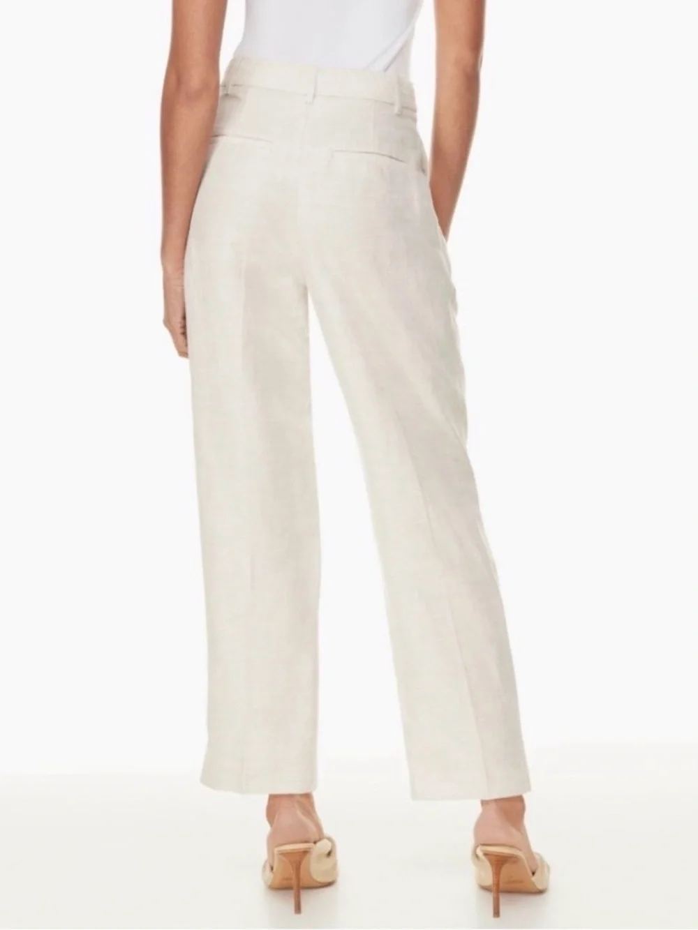 Wilfred Aritzia‎ Carrot Linen Cropped Pleated Tailored Pant 0 Ecru Cream Chic